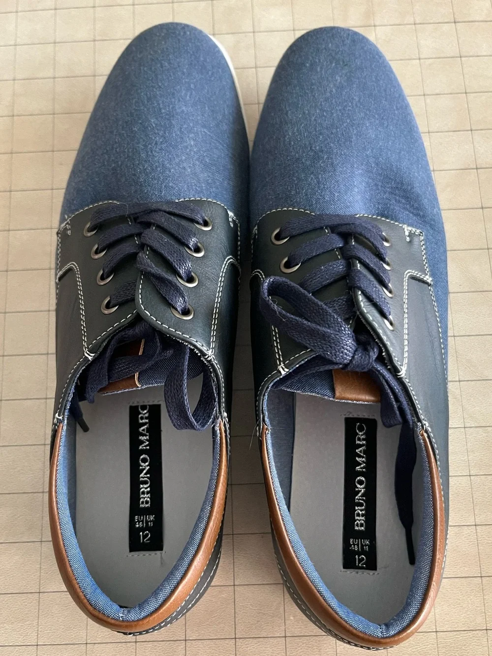 Men’s Bruno Marc Navy Casual Lace-Up Shoes, US 12